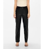 JDY Black Leather-Look Tailored Trousers
